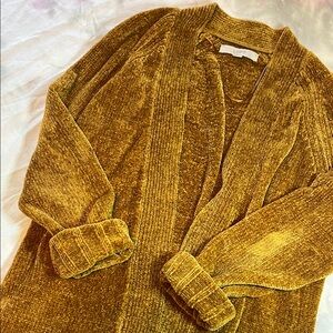 LOFT Gold Cardigan Sweater with Luxurious Texture